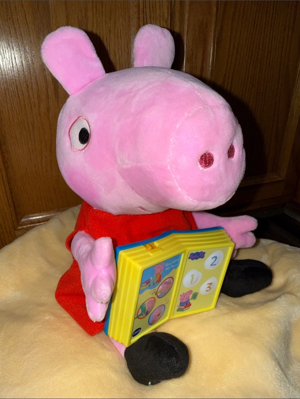 Peppa Pig Pink Plush with Red Outfit and Yellow Storybook - Peppa Pig Toy